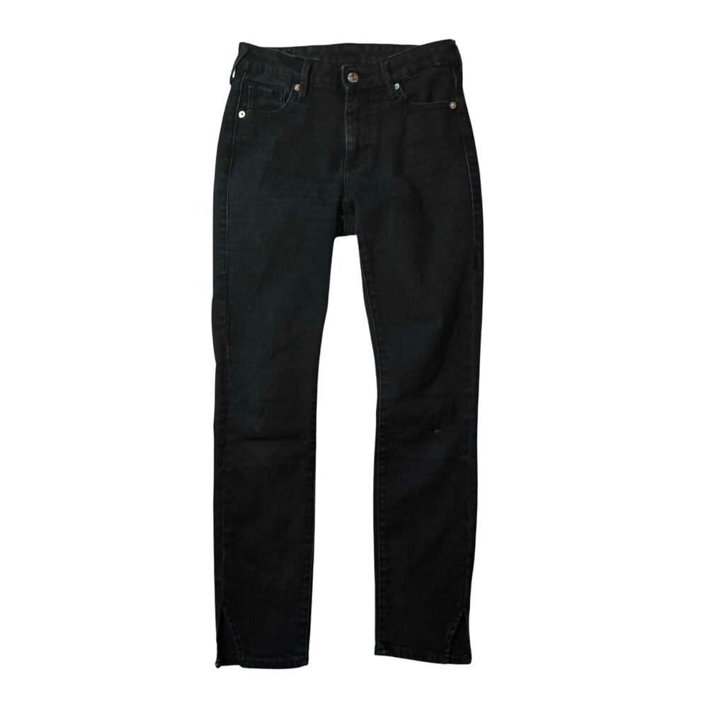 True Religion Halle High-Rise Super Skinny Slit Hem Jeans Denim Black Women's 25